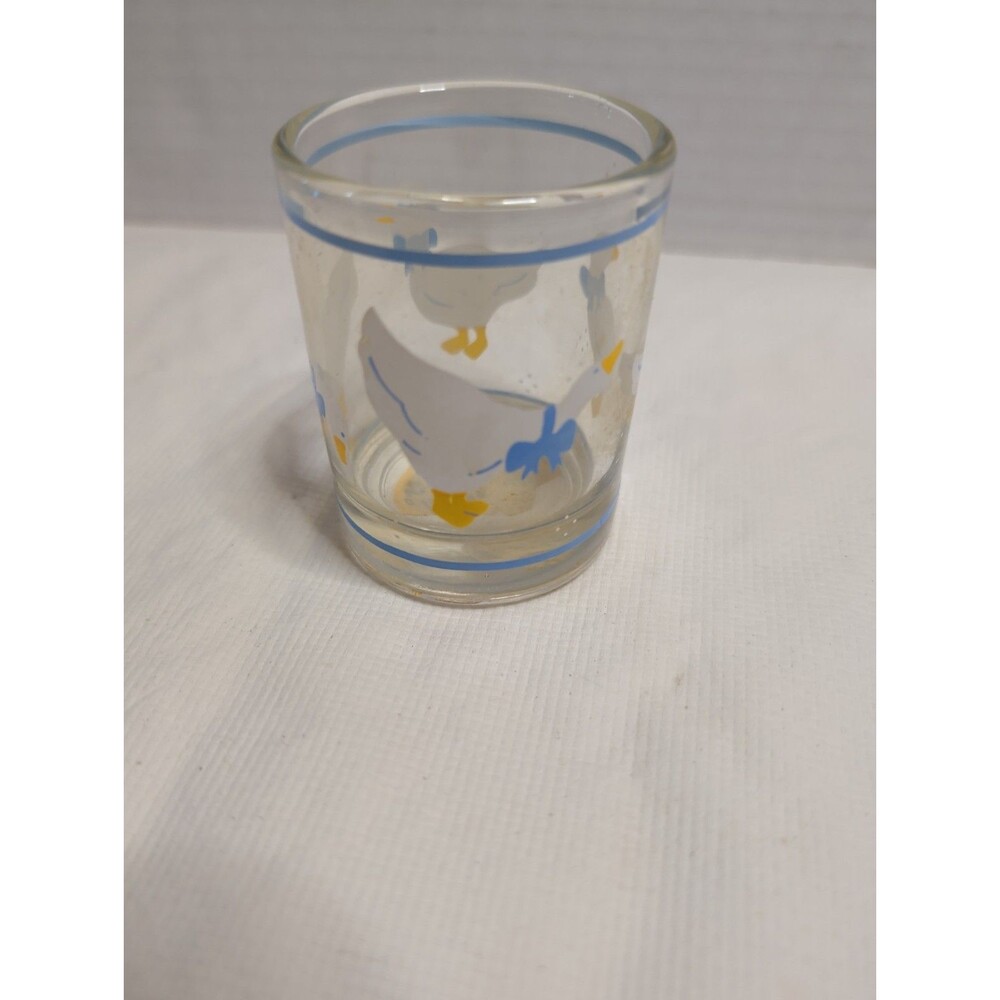 Vintage Duck Votive Candle Holder 1990s Y2K Decor Blue Bows 2.75” Glass